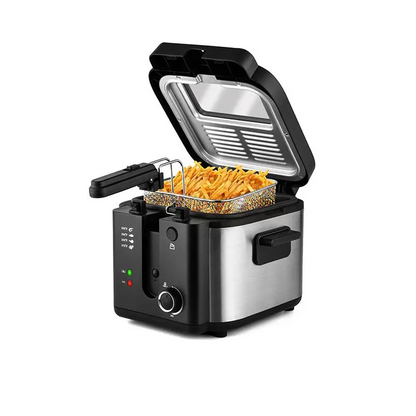 Electric Deep Fryer with Basket – 1500W Compact Fryer with Adjustable Temperature Control, 2.6QT Non-Stick Pot