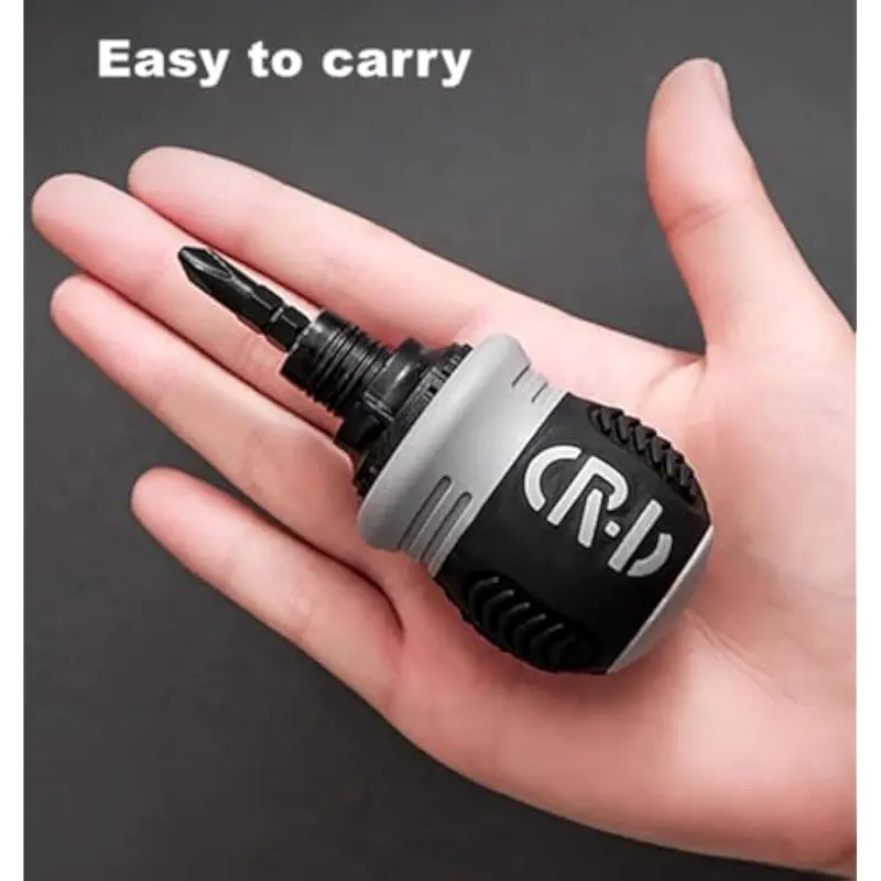12-in-1 Short Ratcheting Screwdriver Set, Magnetic Multi-Bit Stubby Screwdriver with CR-V Bits for Home Repair & DIY