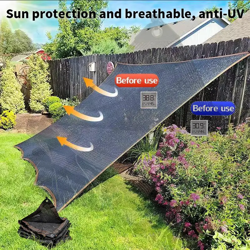 90% Blackout Shade Cloth, 10 x 13 FT UV-Resistant Mesh Shade Net with Reinforced Rivets for Patio, Garden, Camping & Greenhouse