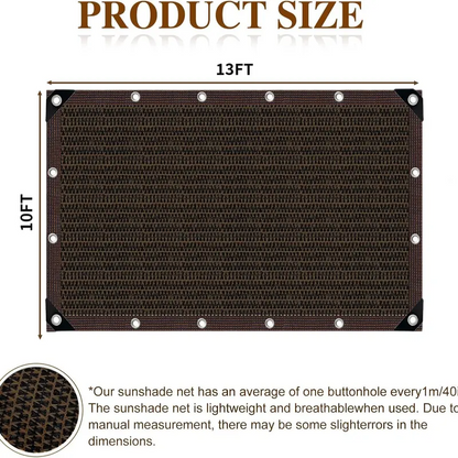 90% Blackout Shade Cloth, 10 x 13 FT UV-Resistant Mesh Shade Net with Reinforced Rivets for Patio, Garden, Camping & Greenhouse