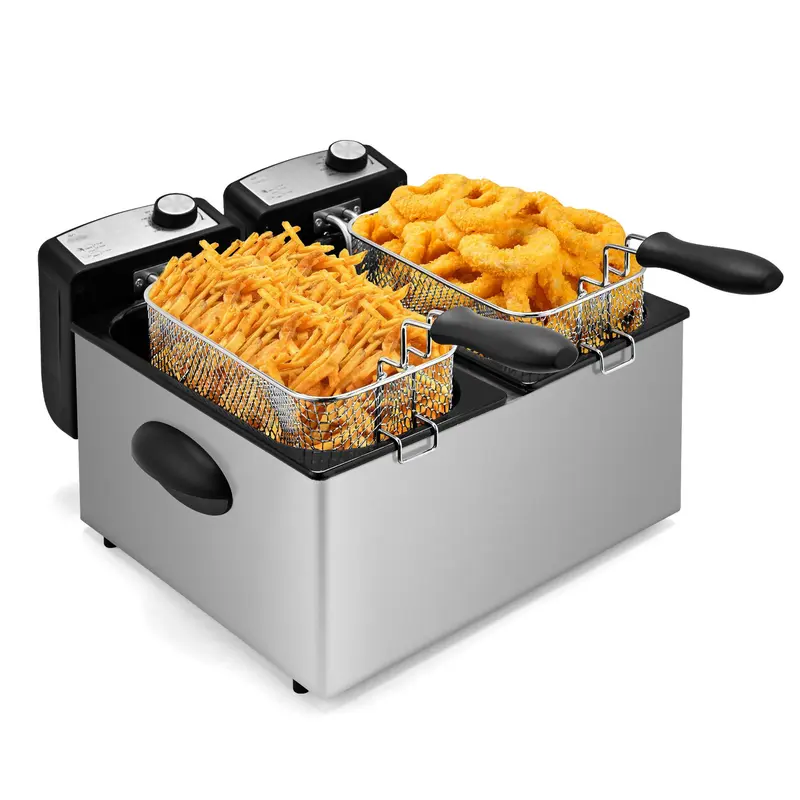 Electric Deep Fryer with Basket – 1500W Compact Fryer with Adjustable Temperature Control, 2.6QT Non-Stick Pot