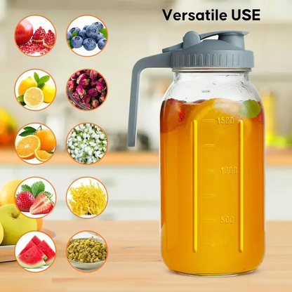 3-Pack 64oz Glass Water Bottles with Lids & Straws – Large Wide-Mouth Leak-Proof Drinkware for Iced Coffee & Beverages
