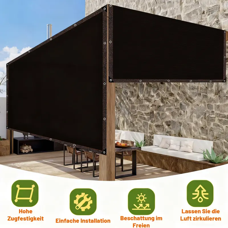 90% Blackout Shade Cloth, 10 x 13 FT UV-Resistant Mesh Shade Net with Reinforced Rivets for Patio, Garden, Camping & Greenhouse
