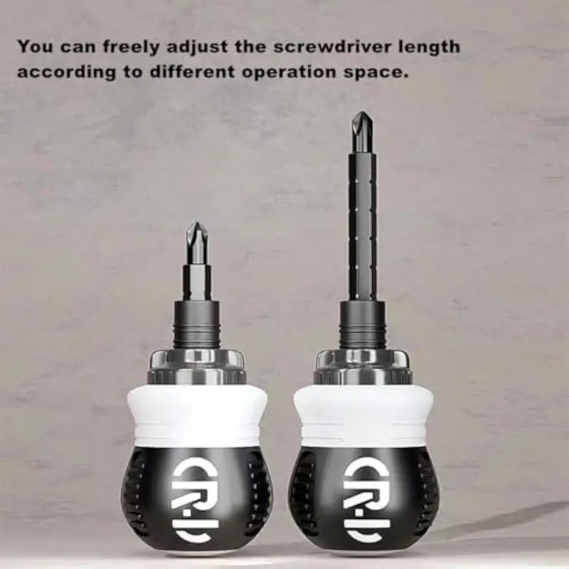 12-in-1 Short Ratcheting Screwdriver Set, Magnetic Multi-Bit Stubby Screwdriver with CR-V Bits for Home Repair & DIY