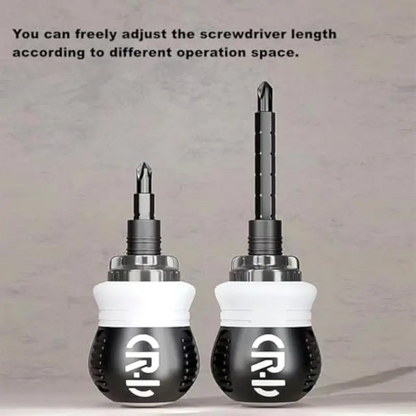12-in-1 Short Ratcheting Screwdriver Set, Magnetic Multi-Bit Stubby Screwdriver with CR-V Bits for Home Repair & DIY