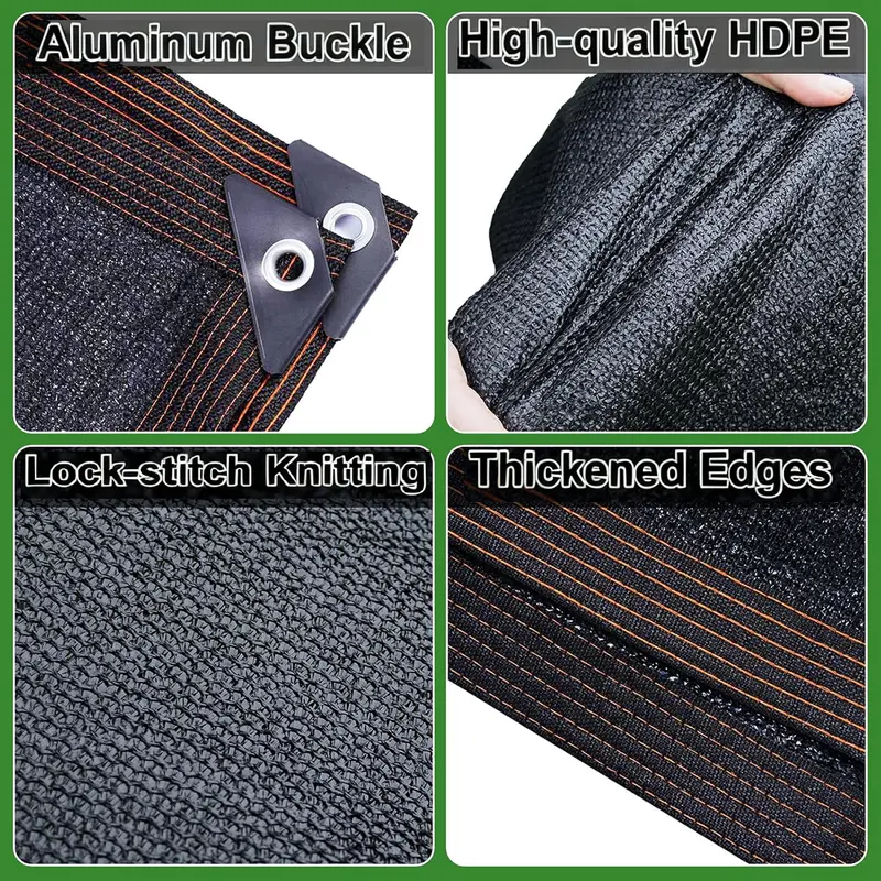 90% Blackout Shade Cloth, 10 x 13 FT UV-Resistant Mesh Shade Net with Reinforced Rivets for Patio, Garden, Camping & Greenhouse
