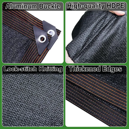 90% Blackout Shade Cloth, 10 x 13 FT UV-Resistant Mesh Shade Net with Reinforced Rivets for Patio, Garden, Camping & Greenhouse
