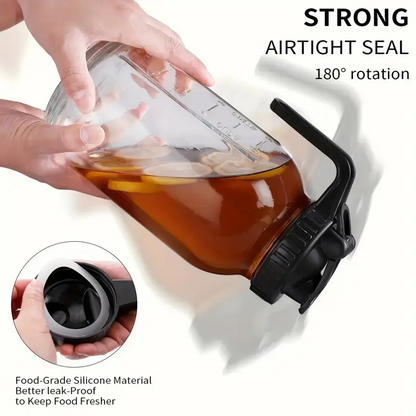 3-Pack 64oz Glass Water Bottles with Lids & Straws – Large Wide-Mouth Leak-Proof Drinkware for Iced Coffee & Beverages