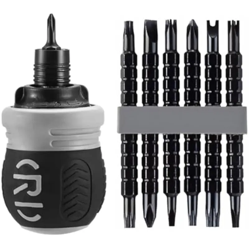 12-in-1 Short Ratcheting Screwdriver Set, Magnetic Multi-Bit Stubby Screwdriver with CR-V Bits for Home Repair & DIY