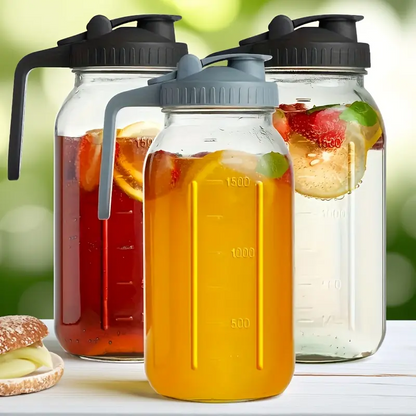 3-Pack 64oz Glass Water Bottles with Lids & Straws – Large Wide-Mouth Leak-Proof Drinkware for Iced Coffee & Beverages