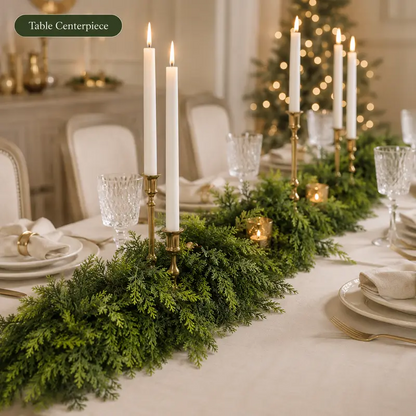 2-Pack 6 FT Real-Touch Artificial Cedar Garlands – Green Pine Greenery for Mantle, Wall & Indoor Outdoor Holiday Decor